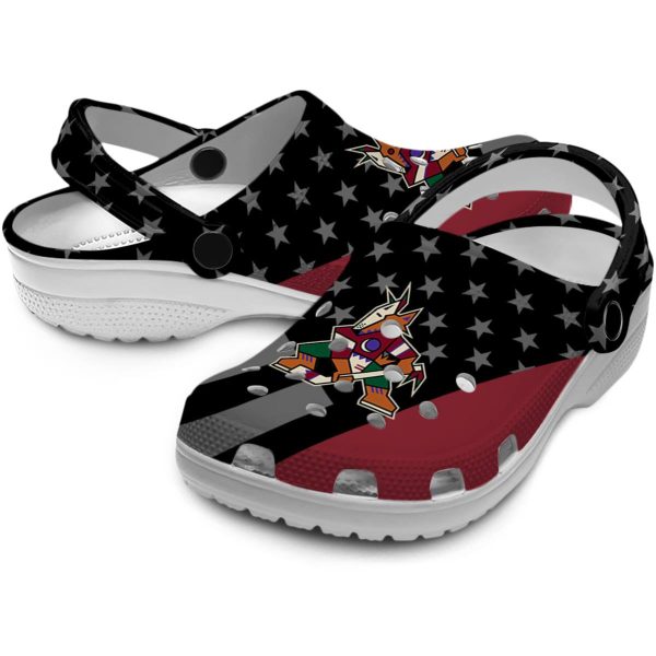 arizona coyotes stellar stripes theme clog high quality
