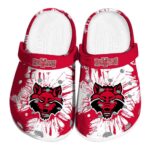 arkansas state red wolves splatter graphics clog best selling