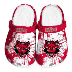 arkansas state red wolves splatter graphics clog best selling