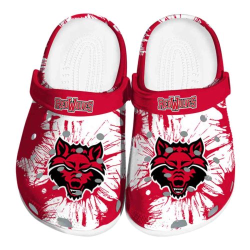 arkansas state red wolves splatter graphics clog best selling