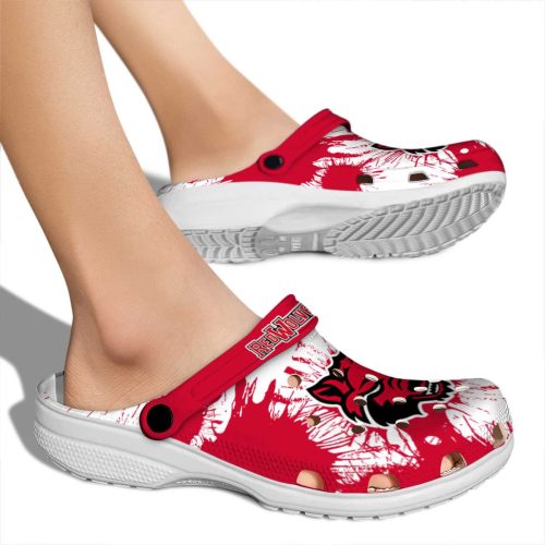 arkansas state red wolves splatter graphics clog fashion forward