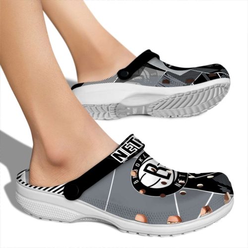 brooklyn nets geometric background clog fashion forward
