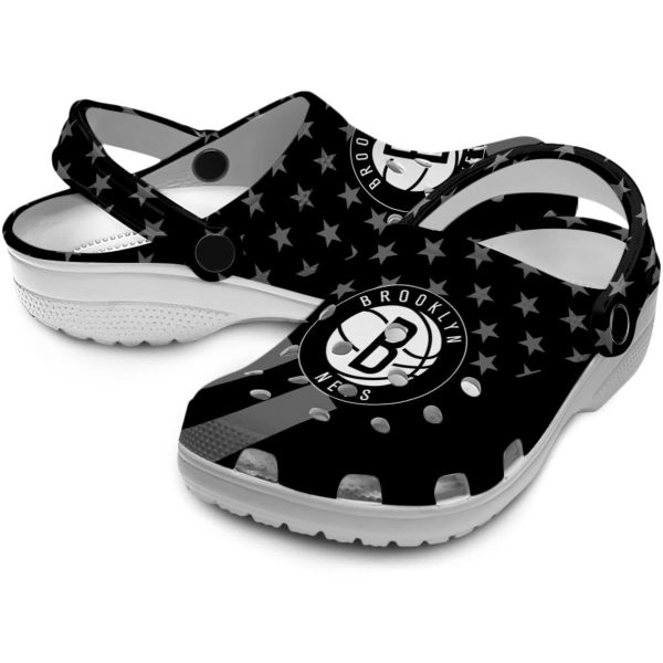brooklyn nets stellar stripes theme clog high quality