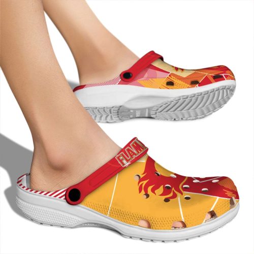 calgary flames geometric background clog fashion forward