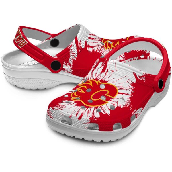 calgary flames splatter graphics clog high quality