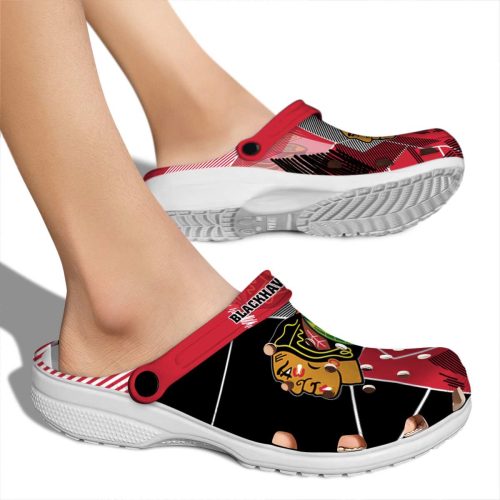 chicago blackhawks geometric background clog fashion forward