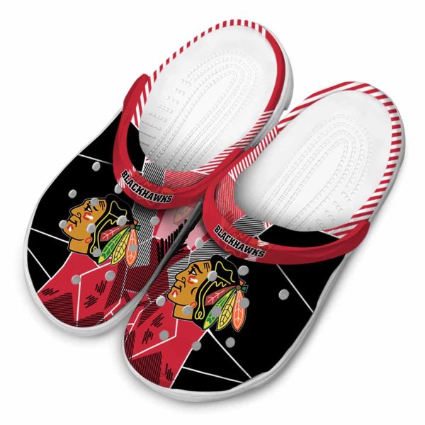 chicago blackhawks geometric background clog latest model