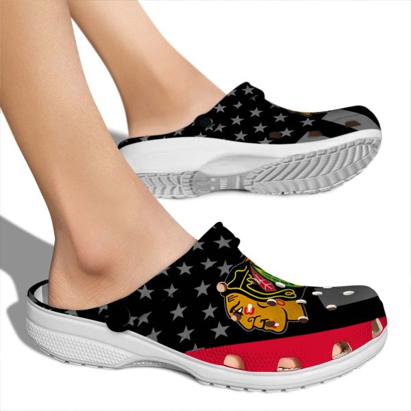 chicago blackhawks stellar stripes theme clog fashion forward