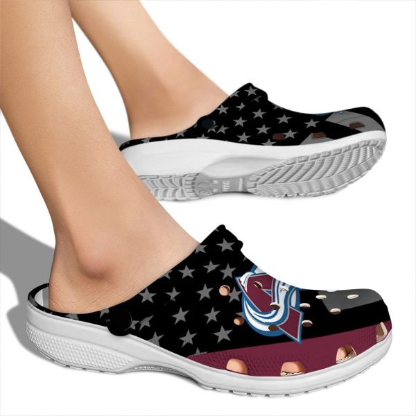 colorado avalanche stellar stripes theme clog fashion forward