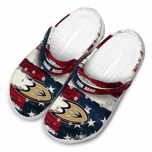 custom anaheim ducks patriotic stripes clog latest model