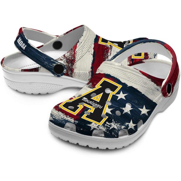 custom appalachian state mountaineers patriotic stripes clog high quality