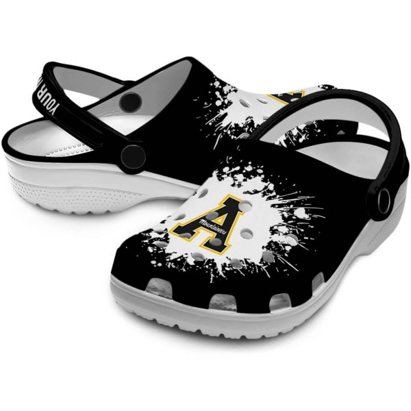 custom appalachian state mountaineers splatter background clog high quality