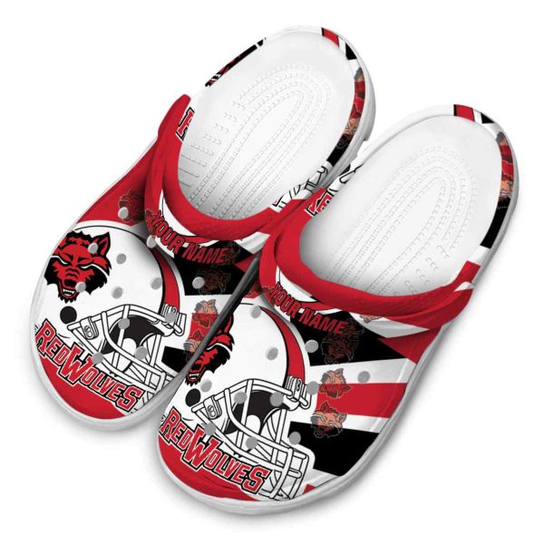 custom arkansas state red wolves football helmet clog latest model
