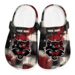 Custom Arkansas State Red Wolves Plaid Fusion Clog 1 custom arkansas state red wolves plaid fusion clog best selling