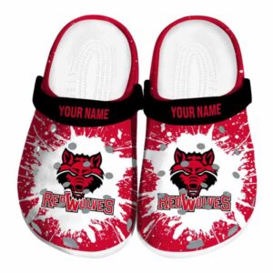 custom arkansas state red wolves splash art clog best selling