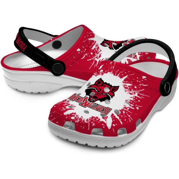 custom arkansas state red wolves splash art clog high quality
