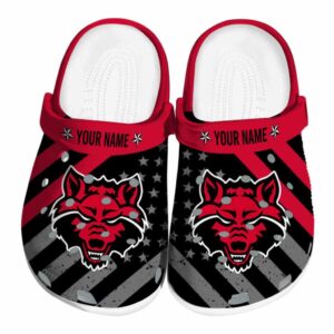 custom arkansas state red wolves star spangled graphic clog best selling