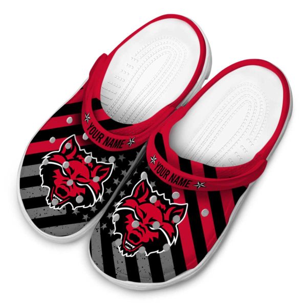 custom arkansas state red wolves star spangled graphic clog latest model