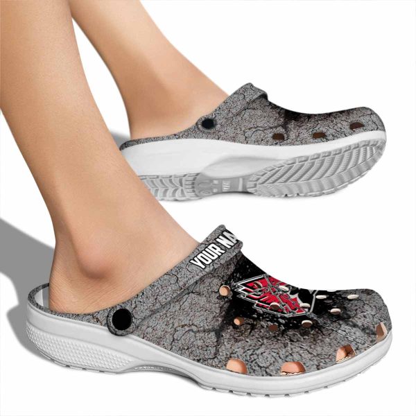 custom ball state cardinals cracked ground texture clog fashion forward