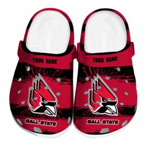 custom ball state cardinals paint splatter graphics clog best selling