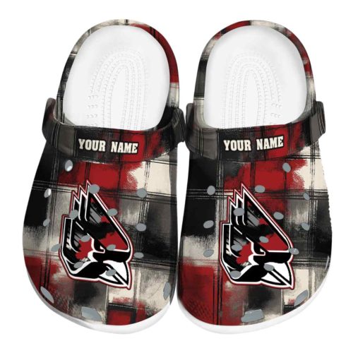 custom ball state cardinals plaid fusion clog best selling