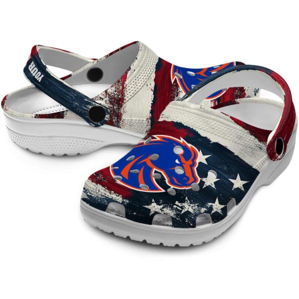 custom boise state broncos patriotic stripes clog high quality