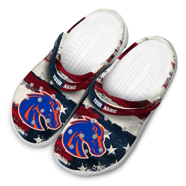 custom boise state broncos patriotic stripes clog latest model