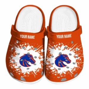 custom boise state broncos splatter background clog best selling
