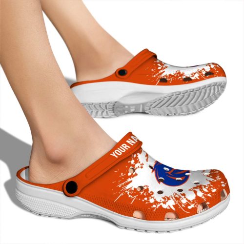 custom boise state broncos splatter background clog fashion forward
