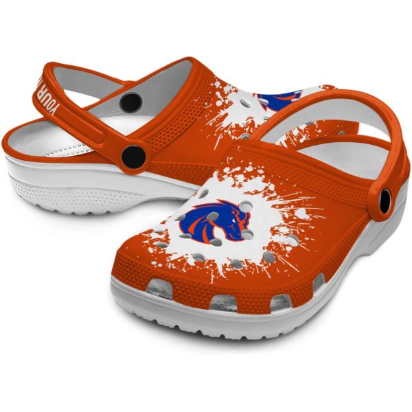 custom boise state broncos splatter background clog high quality