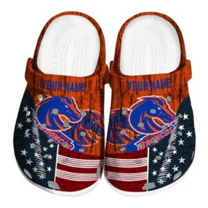 custom boise state broncos star spangled side pattern clog best selling