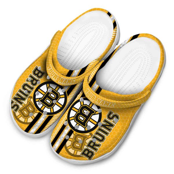custom boston bruins contrasting stripes clog latest model