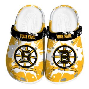 custom boston bruins splatter pattern clog best selling