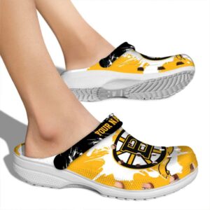 custom boston bruins splatter pattern clog fashion forward