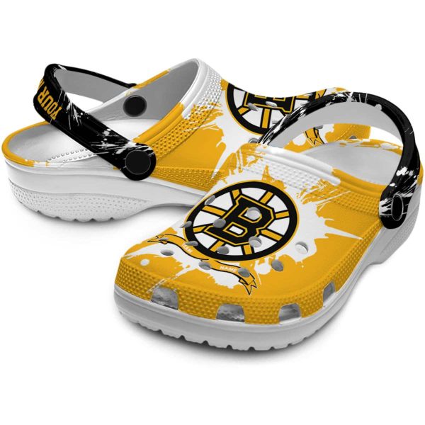 custom boston bruins splatter pattern clog high quality