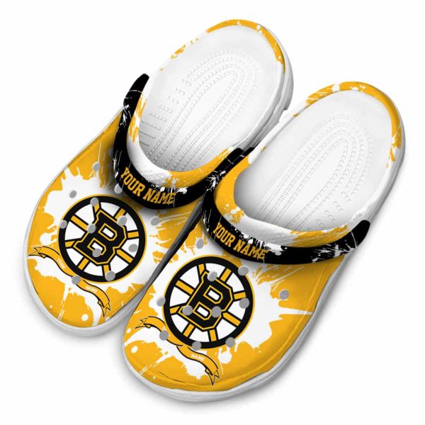 custom boston bruins splatter pattern clog latest model