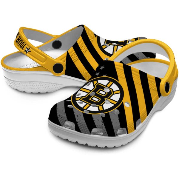 custom boston bruins star spangled graphic clog high quality