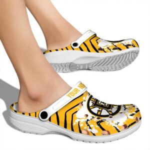 custom boston bruins zigzag paint burst clog fashion forward