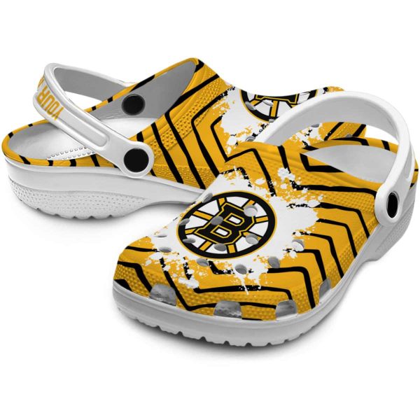 custom boston bruins zigzag paint burst clog high quality