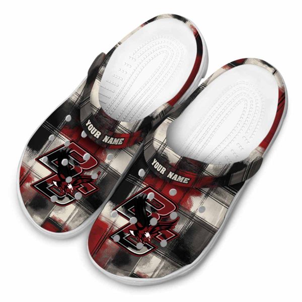 custom boston college eagles plaid fusion clog latest model