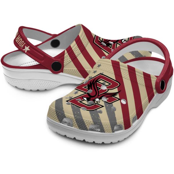custom boston college eagles star spangled graphic clog high quality