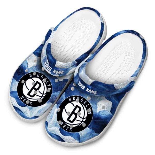 custom brooklyn nets ocean waves clog latest model