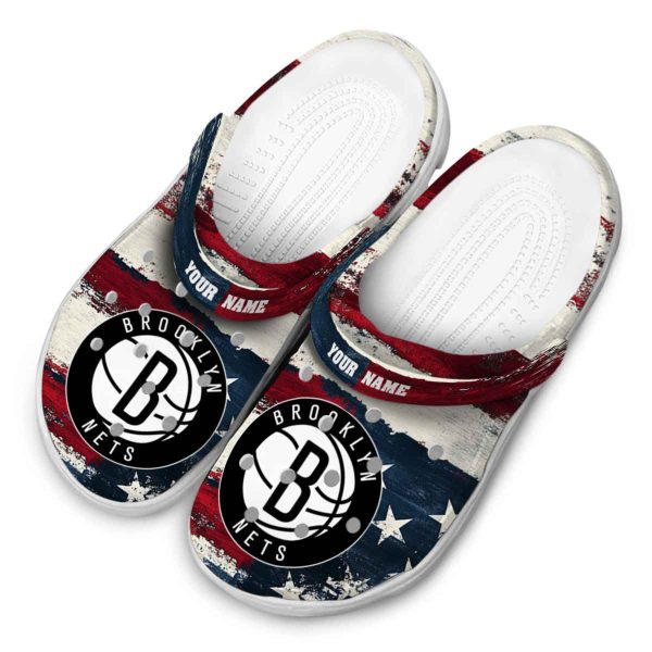 custom brooklyn nets patriotic stripes clog latest model