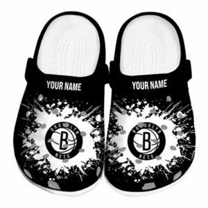 custom brooklyn nets splatter background clog best selling