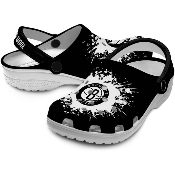 custom brooklyn nets splatter background clog high quality