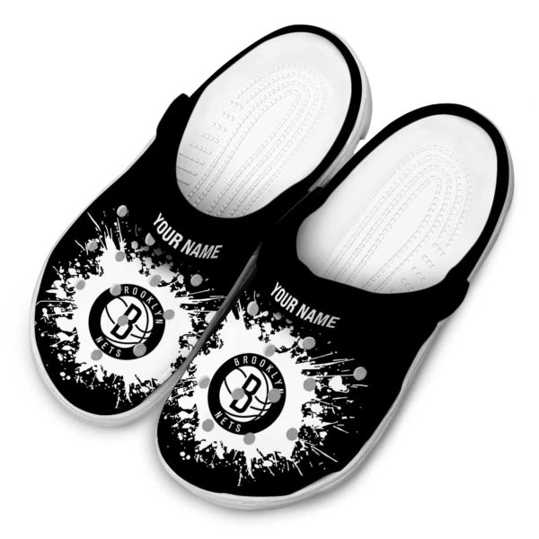 custom brooklyn nets splatter background clog latest model