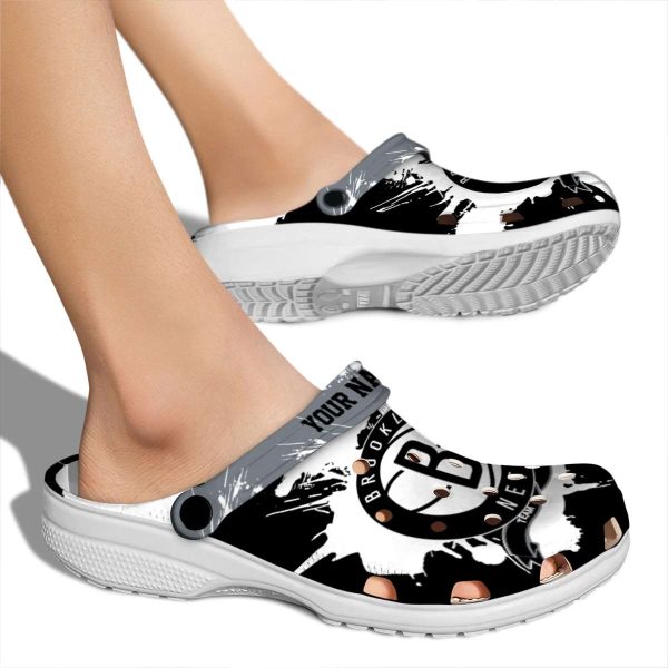 custom brooklyn nets splatter pattern clog fashion forward