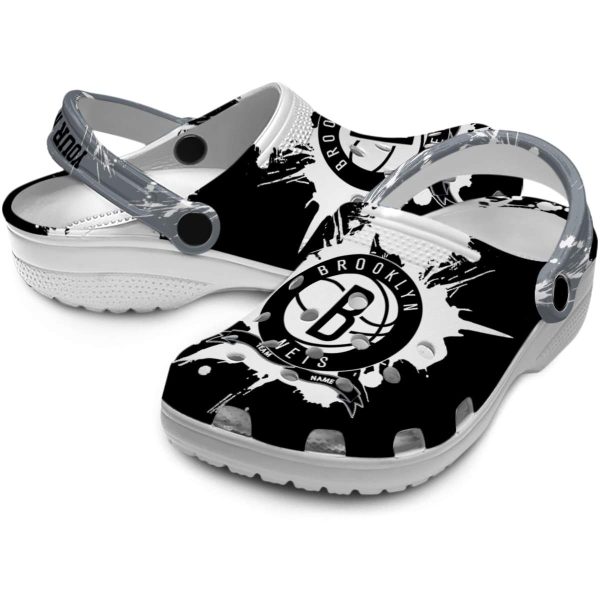 custom brooklyn nets splatter pattern clog high quality
