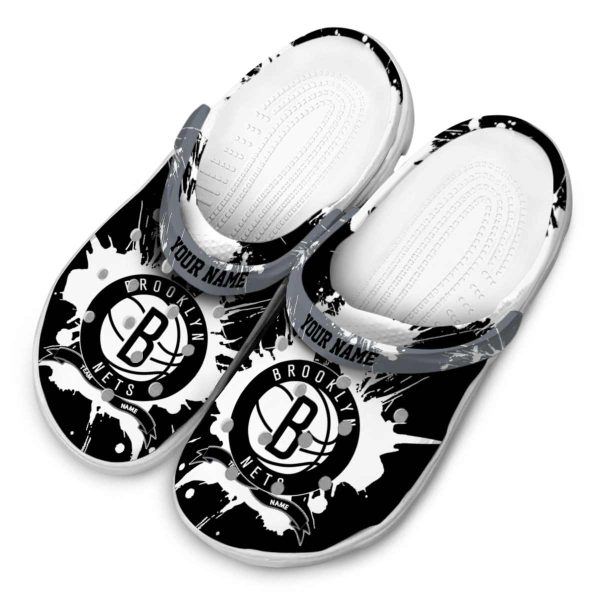 custom brooklyn nets splatter pattern clog latest model