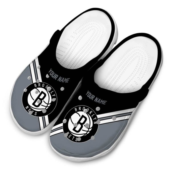 custom brooklyn nets striped accents clog latest model
